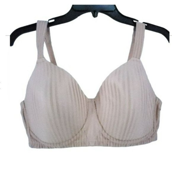 Playtex Perfectly Smooth Wirefree Bra Size 36D Nude Stripe - Picture 1 of 5